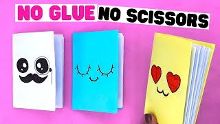 How to make ONLY PAPER diy MINI NOTEBOOK Easy origami notebook no glue no scissors [upl. by Nnylyar]