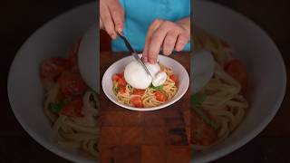 Pasta al basilico pomodoro parmigiano e burrata 🤤 Lionfieldshorts italianfood [upl. by Enailuj]