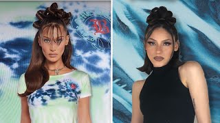 TRANSFORMING MYSELF INTO A TOP PAID MODEL Bella Hadids 90s Inspired Hairstyle [upl. by Pompei791]