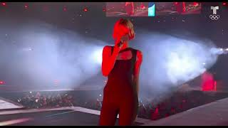 angele with kavinsky ft phoenix nightcall at paris olympics 2024 closing ceremony part 010 [upl. by Carine]