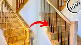 MODERN STAIR RAILING REMODEL  START TO FINISH Part 1 of 2 [upl. by Arymahs946]