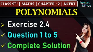 Class 9th Maths  Exercise 24 Q1 to Q5  Chapter 2 Polynomials  NCERT [upl. by Dobrinsky]