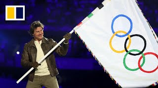 Tom Cruise steals the show at Paris Olympics closing [upl. by Nivrae]