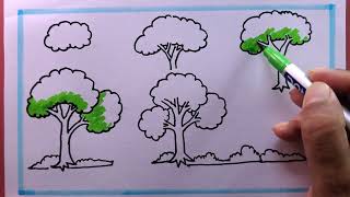 How To Draw A Tree Step By StepDrawing Tree Easy [upl. by Wendin470]