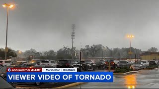 Video captures confirmed tornado as it passes by Delaware shopping center [upl. by Jt]