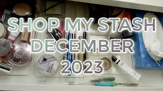 SHOP MY STASH DECEMBER 2023  Everyday makeup drawer mini reviews amp selecting new products [upl. by Pinebrook]