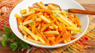 Buttery Sweet Side Dish for ThanksgivingHoney Garlic Carrots amp Parsnips [upl. by Melisenda]