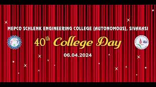 MEPCO SCHLENK ENGINEERING COLLEGE 40th College Day 060424 [upl. by Barnard2]