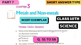 Metals and Non Metals Class 10 Science Ch  3 NCERT Exemplar Problem Solution  Part 7 [upl. by Ezaria]