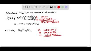 Calculate the number of moles in each sample a 72 5 g CCl4 b 12 4 g C12H22O11 c 25 2 kg C2H2 d [upl. by Khalil]