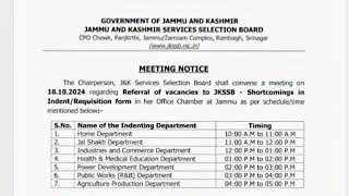 JKSSB Convened Meeting Regarding Fresh Advertisement [upl. by Ecitnirp]