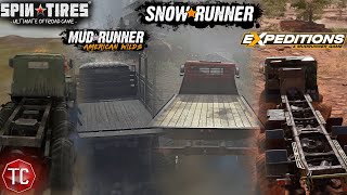 SpinTires MudRunner SnowRunner amp Expeditions FULL GAMEPLAY COMPARISON [upl. by Ettesus]