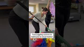 Vestibular rehab exercise idea Juggling scarves  pool noodles under a floor mat vestibularrehab [upl. by Duncan]