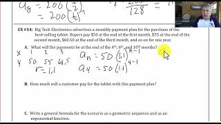 Lesson 22 B2  Geometric Sequences and Exponential Eqn Application Problems [upl. by Llerreg]