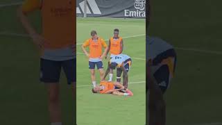 ARDA GÜLER INJURED after a hard TACKLE by ANTONIO RÜDIGER on training😱🤕 [upl. by Ire173]