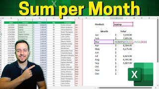 How to Sum per Month in Excel and add more criteria like Product Customer etc  Sumifs function [upl. by Naltiak]