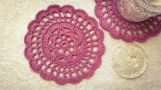 How To Crochet Easy Floral Doily Coaster [upl. by Aicilaana]