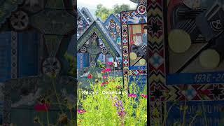 A place where you can laugh at death itselfMerry Cemetery in Romaniafunnytombstoneexplore [upl. by Seely394]