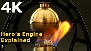 4K  Heros Engine Explained Aeolipile Ancient Steam Turbine  Live Steam [upl. by Itnaihc]