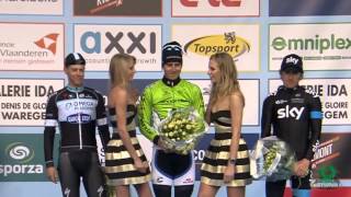 E3 Harelbeke 2014  Peter Sagan  podium girl warns Peter [upl. by Cherri783]