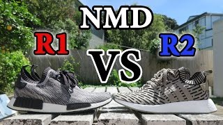 Adidas NMD R1 vs R2 Primeknit  Whats the difference w OnFeet Comparison [upl. by Nylia]