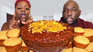 SHE TRIED TO MAKE US HIT HER THE BEST CHILI amp CORNBREAD MUFFINS MUKBANG EATING SHOW [upl. by Ovida423]