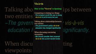 Visàvis  Meaning amp Usage in Speaking  English Speaking Made Easy vocabularybuilding vocabulary [upl. by Trutko]