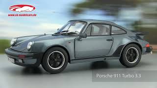 ckmodelcarsvideo Porsche 911 Turbo 33 Baujahr 1988 blaugrau metallic Norev [upl. by Ylreveb]