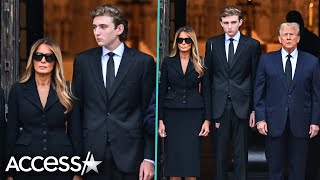 Barron Trump Joins Donald Trump At Funeral For Melania Trumps Mother [upl. by Jollenta]