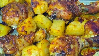 COMO FAZER COXA DE FRANGO ASSADA NO FORNO COM BATATAS [upl. by Keeton632]