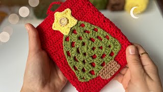 🌟Christmas Kindle Cover  Crochet tutorial for beginners🎄 [upl. by Epp]