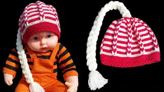 442 चोटी वाली टोपी बनाना सीखें 🤍💖 Cap with Braid Knitting Tutorial  Easy Baby Cap Tutorial [upl. by Parnas946]