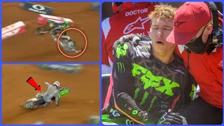 Austin Forkners GUT WRENCHING Crash  Forkner Suffers Brutal Crash During Arlington 250SX Main [upl. by Tu]