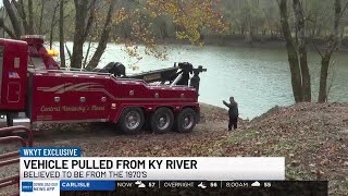 Vehicle pulled from Kentucky River believed to be from the 70s [upl. by Wrennie843]