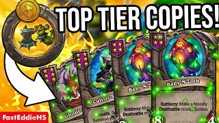 Power Copy cards that make other cards golden  Hearthstone Battlegrounds [upl. by Kosey665]