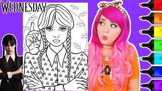 Coloring Wednesday Addams amp Thing Halloween Coloring Page  Ohuhu Art Markers [upl. by Anawed]