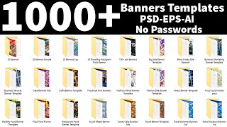 1000 Multipurpose Banners Templates Download In PSD EPS AI Files English Photoshop Tutorial [upl. by Mccomb]