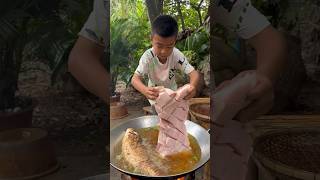 Deep fry fish and pork by little chef 🧑🏿‍🍳😋 [upl. by Paulie]