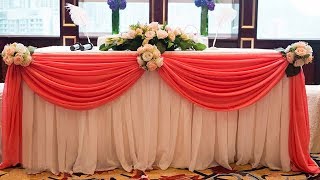 How To Swag Table and decorate with flowers  Table Cloth Decoration  Tutorial [upl. by Nnayllehs]