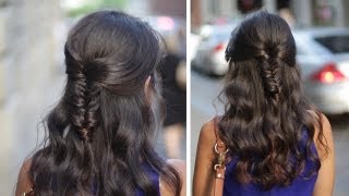 HalfUp Half Down Fishtail Braid Hair Tutorial [upl. by Magner944]