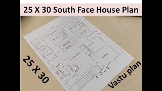 25 x 30 square feet South face house plan  25X30 South face ghar ka naksha  750 sq ft south plan [upl. by Anib]