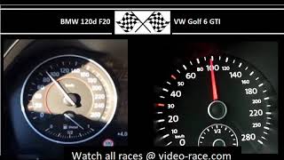 BMW 120d F20 VS VW Golf 6 GTI  Acceleration 0100kmh [upl. by Haerr]