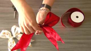 How to make a double looped Bow for Christmas trees or Wreaths [upl. by Guntar]