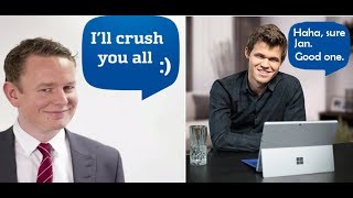 MAGNUS CARLSEN secretly CRUSHES Jan Gustafsson in his live stream [upl. by Merriott]