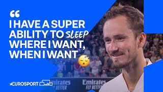 Daniil Medvedev reflects on his recent late night finish CRAZY sleeping pattern and victory 😴🇦🇺 [upl. by Tildie]