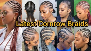 Elegant Straight Back Cornrow Braids  All back Cornrow Braids Hairstyle  Braided Hairstyles [upl. by Irpac]