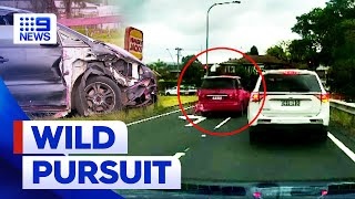 Alleged twohour wild car chase across Sydney  9 News Australia [upl. by Elwyn]