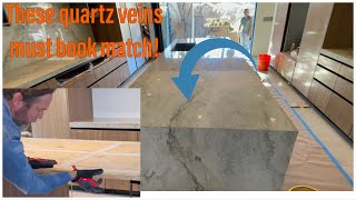 QUARTZITE COUNTERTOP INSTALLATION Book match veins [upl. by Enitsyrk]