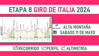 Etapa 8 GIRO de ITALIA 2024 Recorrido Perfil y Altimetría [upl. by Avruch]