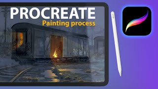 Cold Time  Procreate ipad  Matte painting  Time lapse [upl. by Fital]